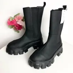 セール中⚡未使用✨ジーナシス サイドゴア 厚底 23~23.5相当 ミドルブーツ
