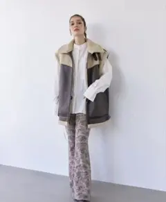 【美品】アリシアスタン　ベストジャケット　ボア　ブラウン
