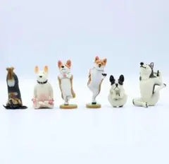 【大人気】ヨガポーズをとる犬のフィギュア(6個セット)