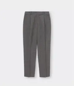 GU 起毛 タックテーパードパンツ チェック ダークグレー