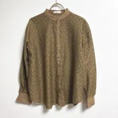 ✨完売✨ アースミュージック＆エコロジー F バンドカラーシャツ レース 透け感