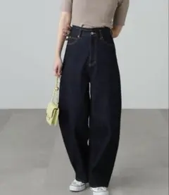 【FREE'SMART】デニムエッグパンツ　インディゴブルー　カーブデニムパンツ