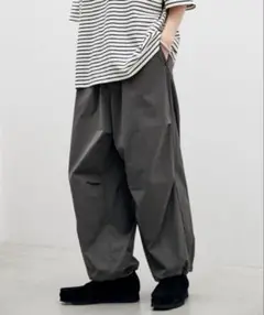 WYM TRACK WIDE EASY LOOSE PANTS チャコール