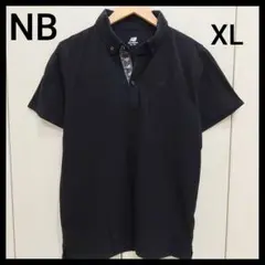 new balance　ニューバランス　鹿の子　半袖　ポロシャツ　黒　XL