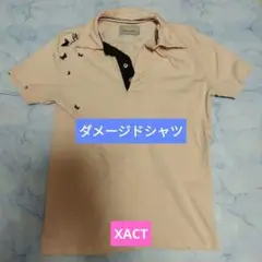 XACT メンズダメージドポロシャツ