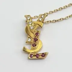 イヴ・サンローラン YSL ロゴ K18 ダイヤモンド ルビー ネックレス