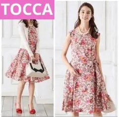 美品♡Tocca トッカ 花柄フラワー リボンワンピース ひざ丈 0サイズ