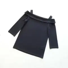 FOXEY NY 42 黒 オフショルダー ストレッチトップス