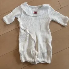 ホワイト 襟付き 消防車刺繍 2wayカバーオール