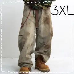 デニム パンツ ワイド ゆったり ビンテージ風 b系 大きいサイズ ワーク