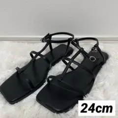 大特価‼️フラットサンダル　レディース ブラック　黒　24cm シンプル
