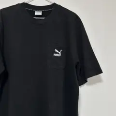 激安 Old PUMA プーマ ポケット ワンポイント Tシャツ ブラック L