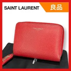 【良品】SAINT LAURENT リヴゴーシュ 二つ折り 財布 レザー 赤