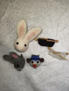 フェルト ブローチ セット ウサギと動物