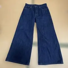 ワイドレッグ ダークブルーデニムパンツ