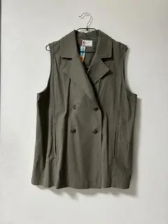 クリーニング済み　超美品　マレットメット　リネン　絹　カーキ　ジレ