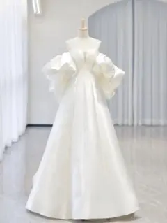 豪華パフスリーブ✨ウェディングドレス　結婚式用エレガントな白ドレス