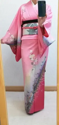 【送料無料】着物 訪問着 付け下げ ピンク