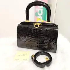 ほぼ未使用☆ サンタゴスティーノ クロコダイル シャイニング 2way バッグ