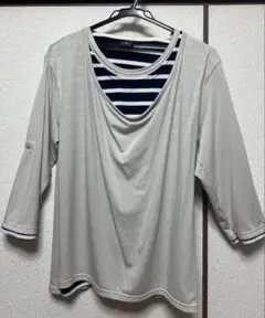【美品】MONO-MART 7分袖 フェイクレイヤード　フリーサイズ
