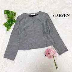 カルヴァン ノーカラージャケット リネンブレンド 黒【16】大きいサイズ b31