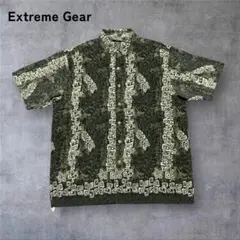 【268】extreme gearボタニカル柄シャツポリシャツ半袖カーキL