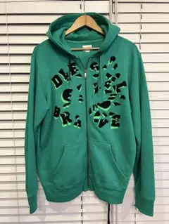 DIESEL グリーン ジップアップ パーカー L