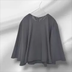 美品　五分袖　フレア　ブラウス　ブラック　フォーマル　ファスナーつき　M