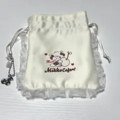 mikko cafe フリル巾着 白