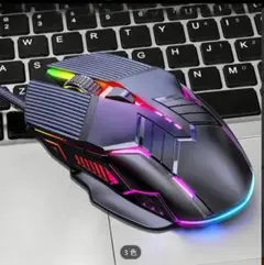 【新品未使用】両利き対応 ゲーミングマウス 有線 人間工学設計 LED