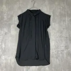 ♪　ジーナシス　ブラウス　シャツ　黒　ピンタック　フレンチスリーブ　夏
