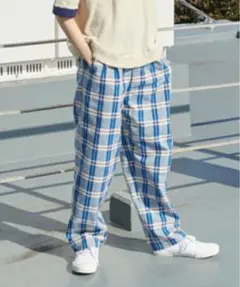 【美品】PAR ICI パーリッシィ　BIGチェック タックパンツ　リネン