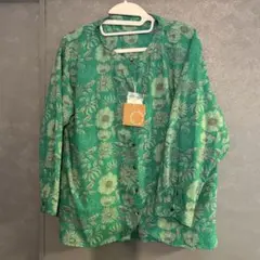 earth eco loco 花柄長袖シャツ グリーン
