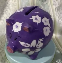ハイビス柄　パール貯金箱
