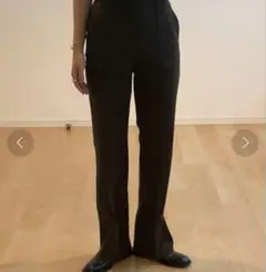 enof イナフ セルフカットセンタープレスパンツ ブラック S