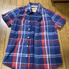 Hollister 半袖シャツ 青赤チェック