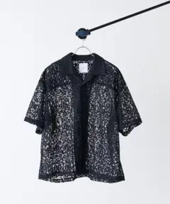Lui's リーフ柄 シースルー レースシャツ