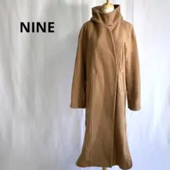 【NINE】フード付きウールロングコート ブラウン アウター サイズ1