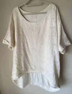 オシャレウォーカー アイボリー レース 半袖Tシャツ