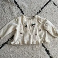SLAP SLIPカーディガン M さくらんぼ刺繍