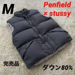 ✨完売モデル✨stussy×Penfield✨ダウンベスト ロゴ刺繍 グレー M