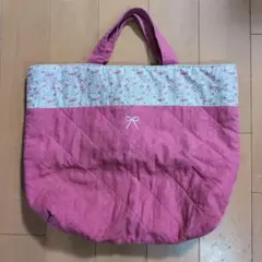 花柄キルティング手提げバッグ