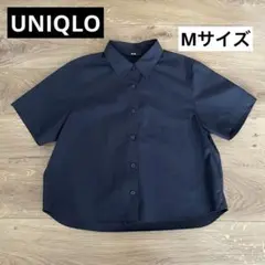 UNIQLO コットンショートシャツ　ネイビー 半袖　Mサイズ