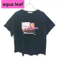 【美品】aqua leaf ブラック Tシャツ グラフィックプリント