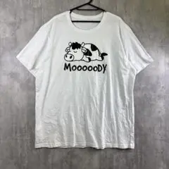 アメリカ古着ビックプリントTシャツ/牛/キャラクターT/ホワイト