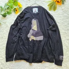 【SAU】長袖Tシャツ モナリザの刺繍 ヴィンテージ メンズ XL 大きい 黒