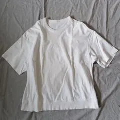 ジーユー Tシャツ XLサイズ ホワイト メンズ 大きめ ゆったりリブ シンプル