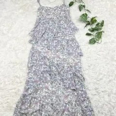 グレースコンチネンタル ロングワンピース 花柄 総柄 フリル キャミ シフォン