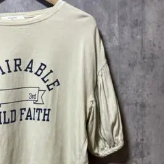 Samansa Mos2 blueライトグリーン 五分袖 プリントTシャツ　M