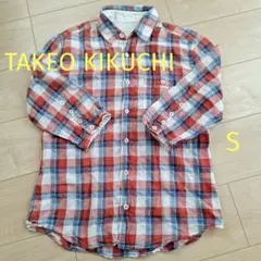 TAKEO KIKUCHI 　メンズシャツ　夏　春　秋　七分　チェック　Sサイズ